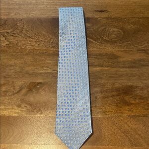 Charvet Paris Silk Tie Blue Geometric Pattern 3.75in Made in France
